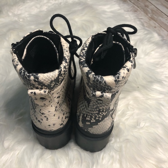 NWT Madden Girl - Black Snake Print Faux Leather Combat Boots - Picture 4 of 6